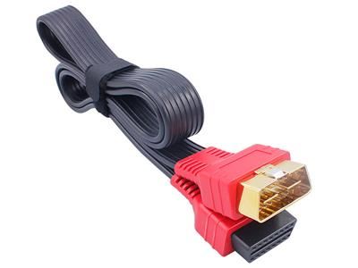 Metal OBD2 Male to Female Flat Extension Cable